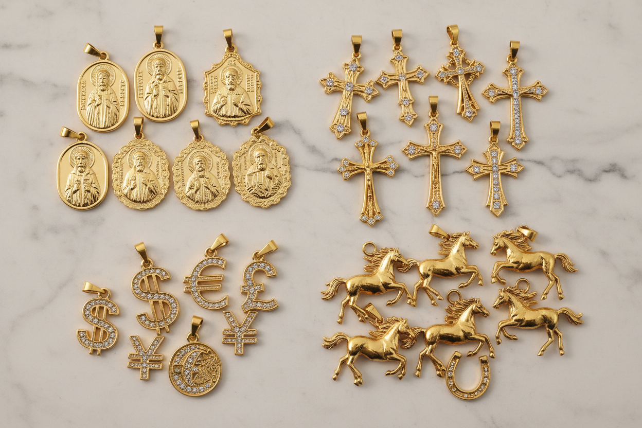 DIJES DE ORO; SANTOS, CRUZ, CABALLOS, DINERO